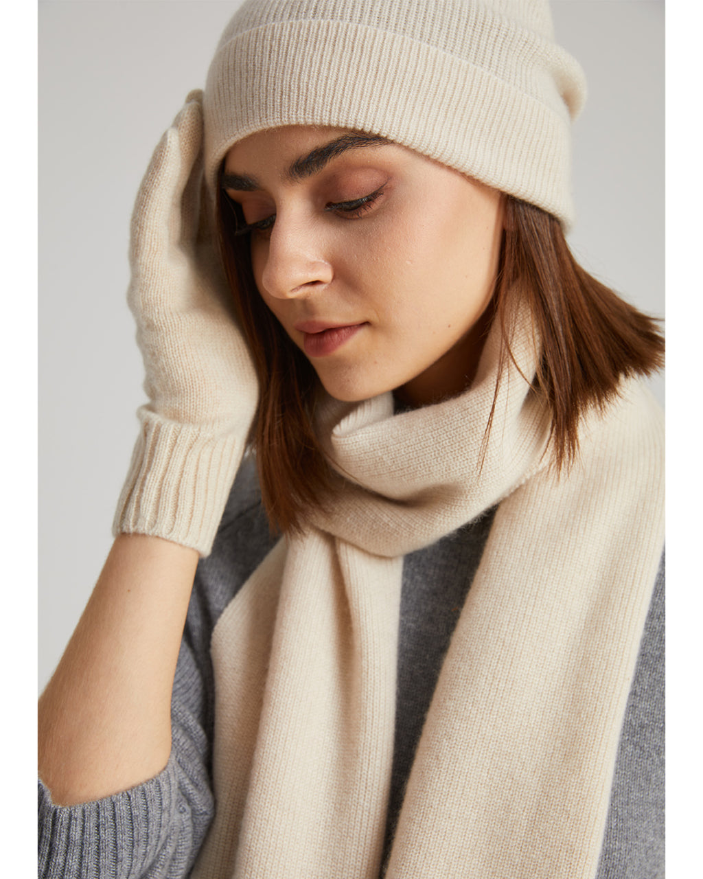 Cashmere Scarf Beanie Gloves Set
