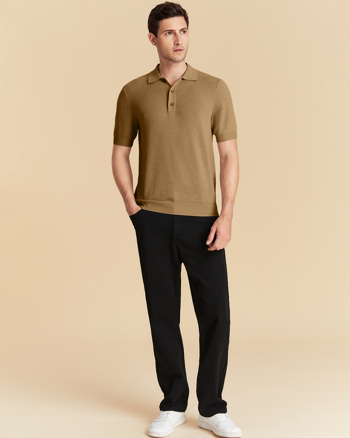Jacquard Wool Polo Shirt