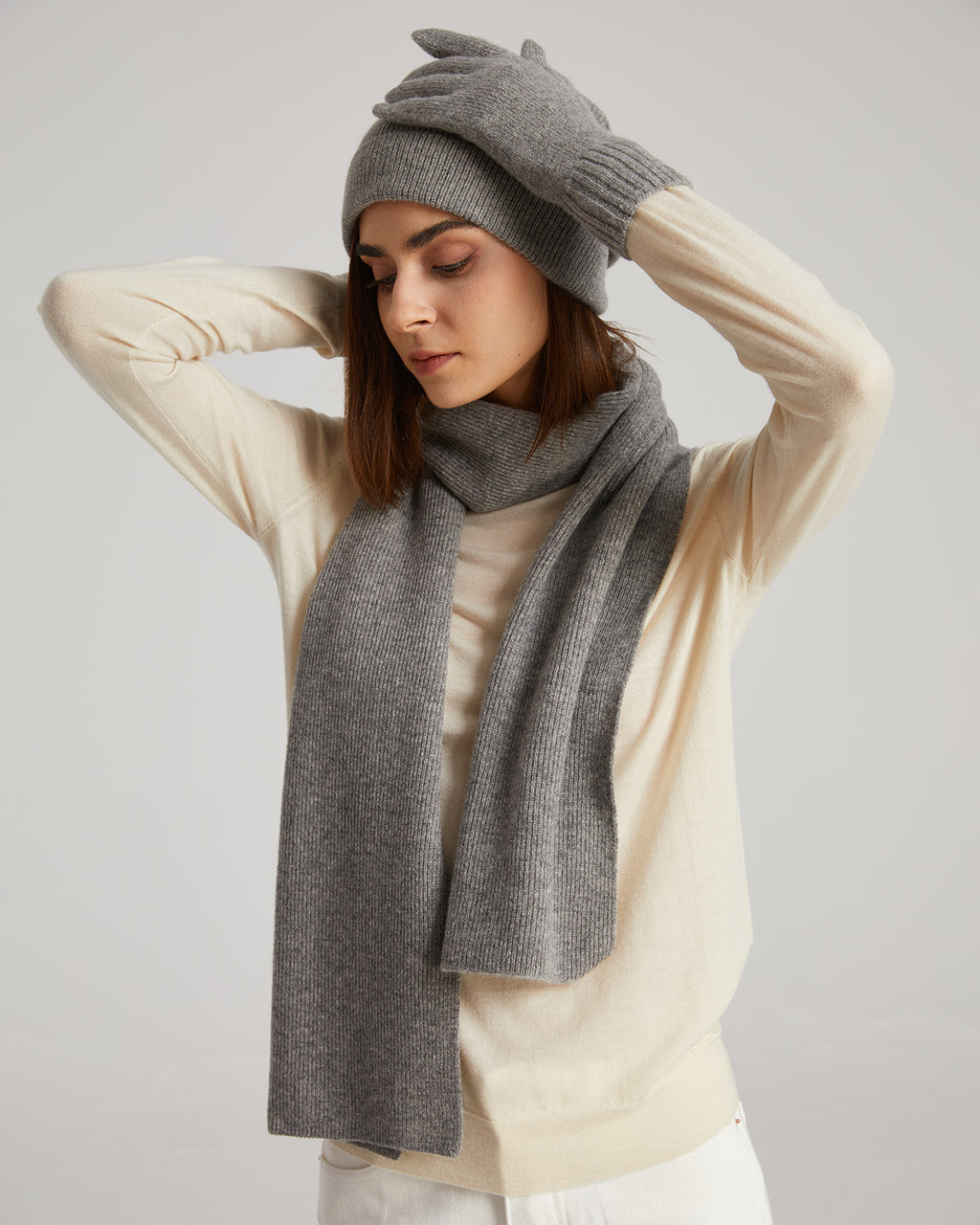 Cashmere Scarf Beanie Gloves Set
