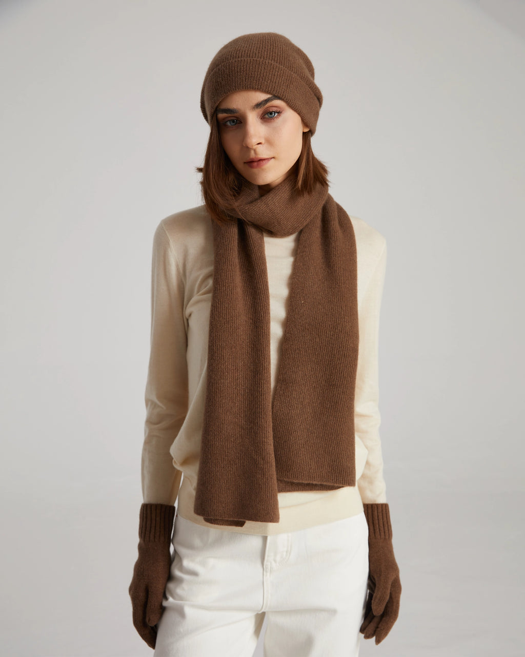 Cashmere Scarf Beanie Gloves Set