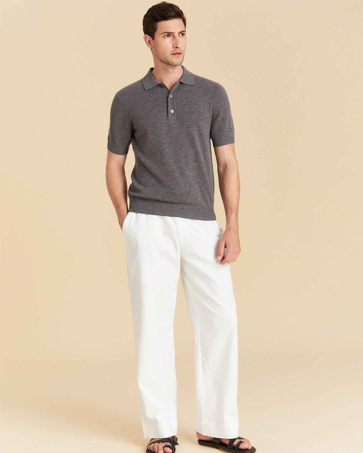 Jacquard Wool Polo Shirt