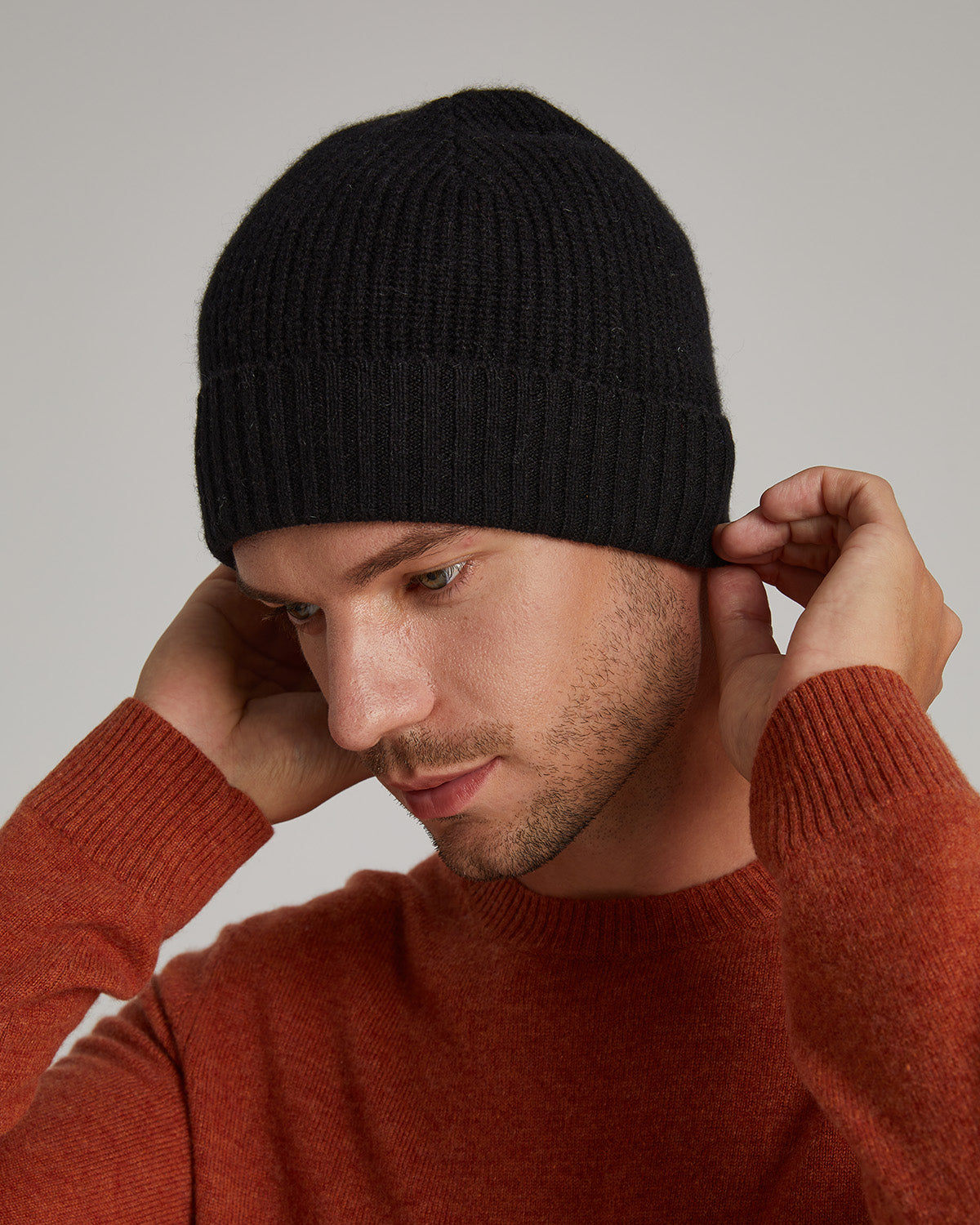 Cashmere Half-Cardigan Beanie