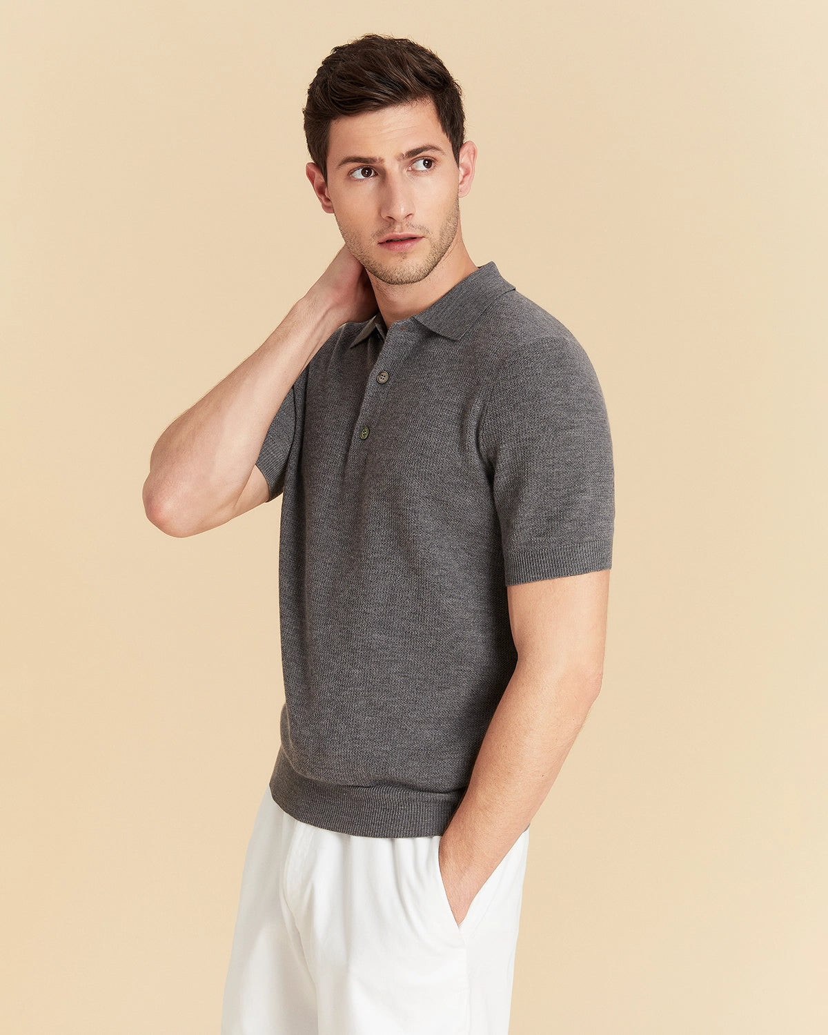 Jacquard Wool Polo Shirt