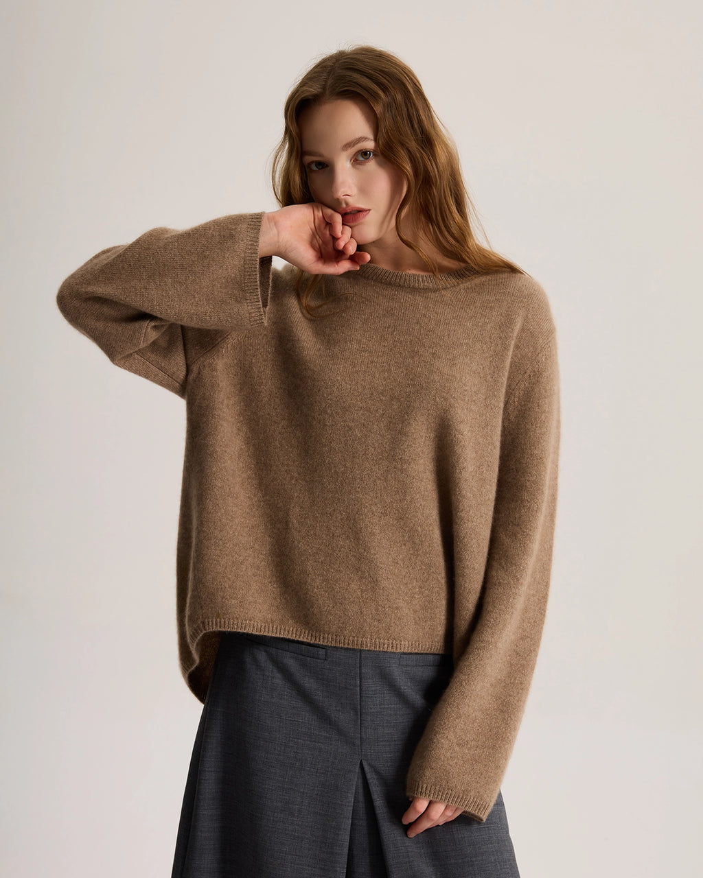 Loose Casual Cashmere Crewneck Pullover Sweater