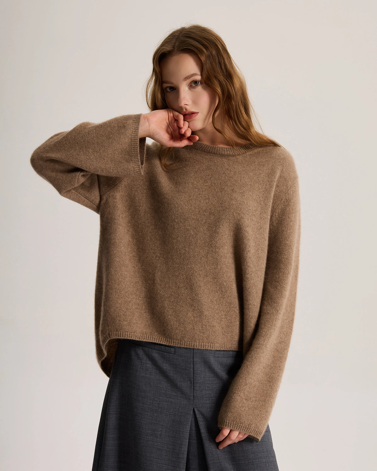 Loose Casual Cashmere Crewneck Pullover Sweater