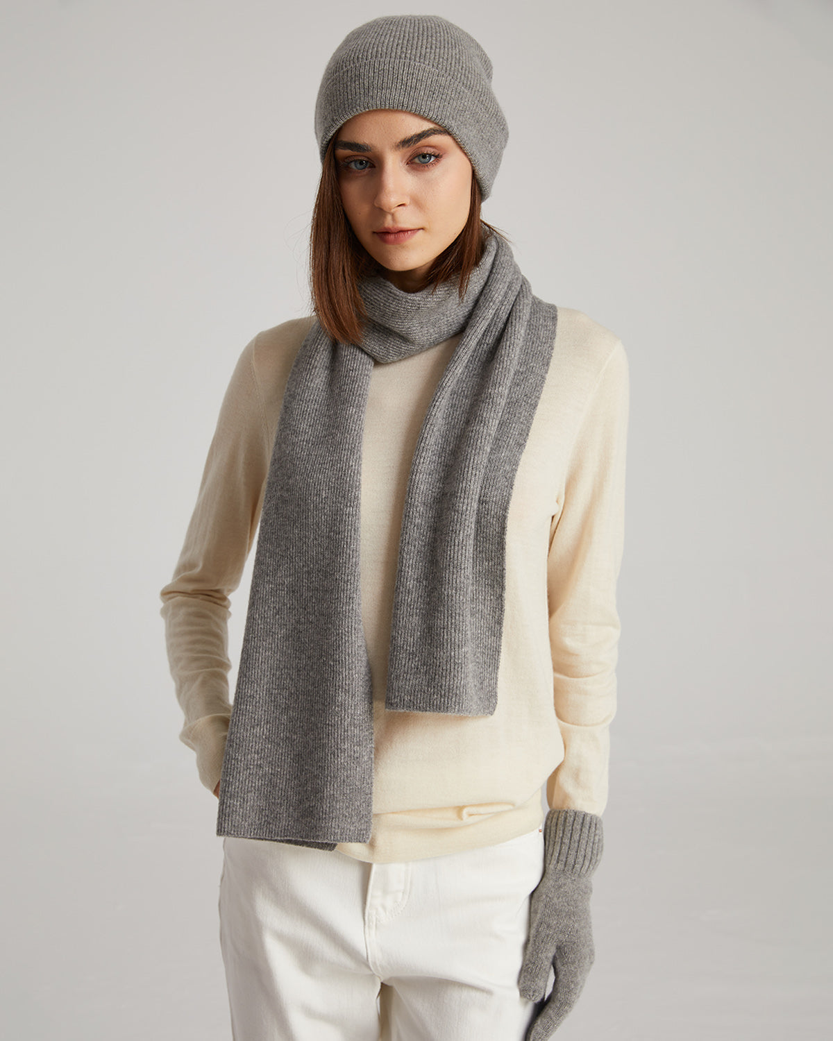 Cashmere Scarf Beanie Gloves Set