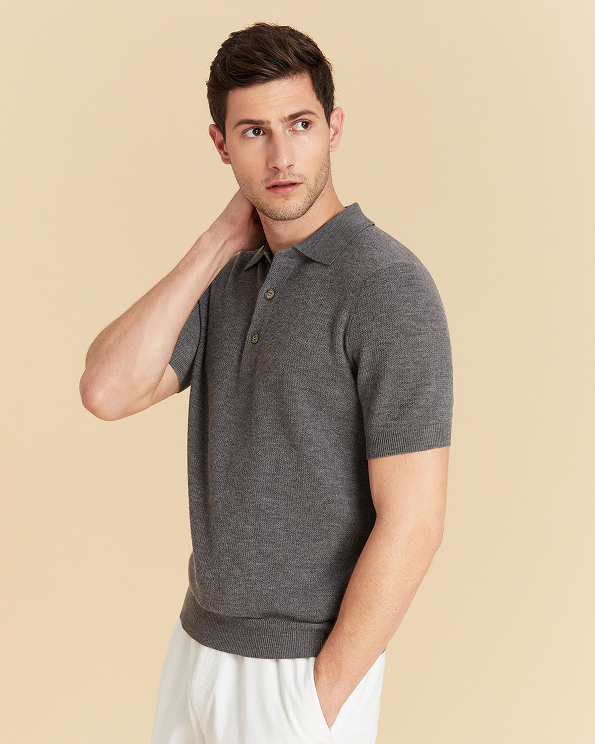 Jacquard Wool Polo Shirt