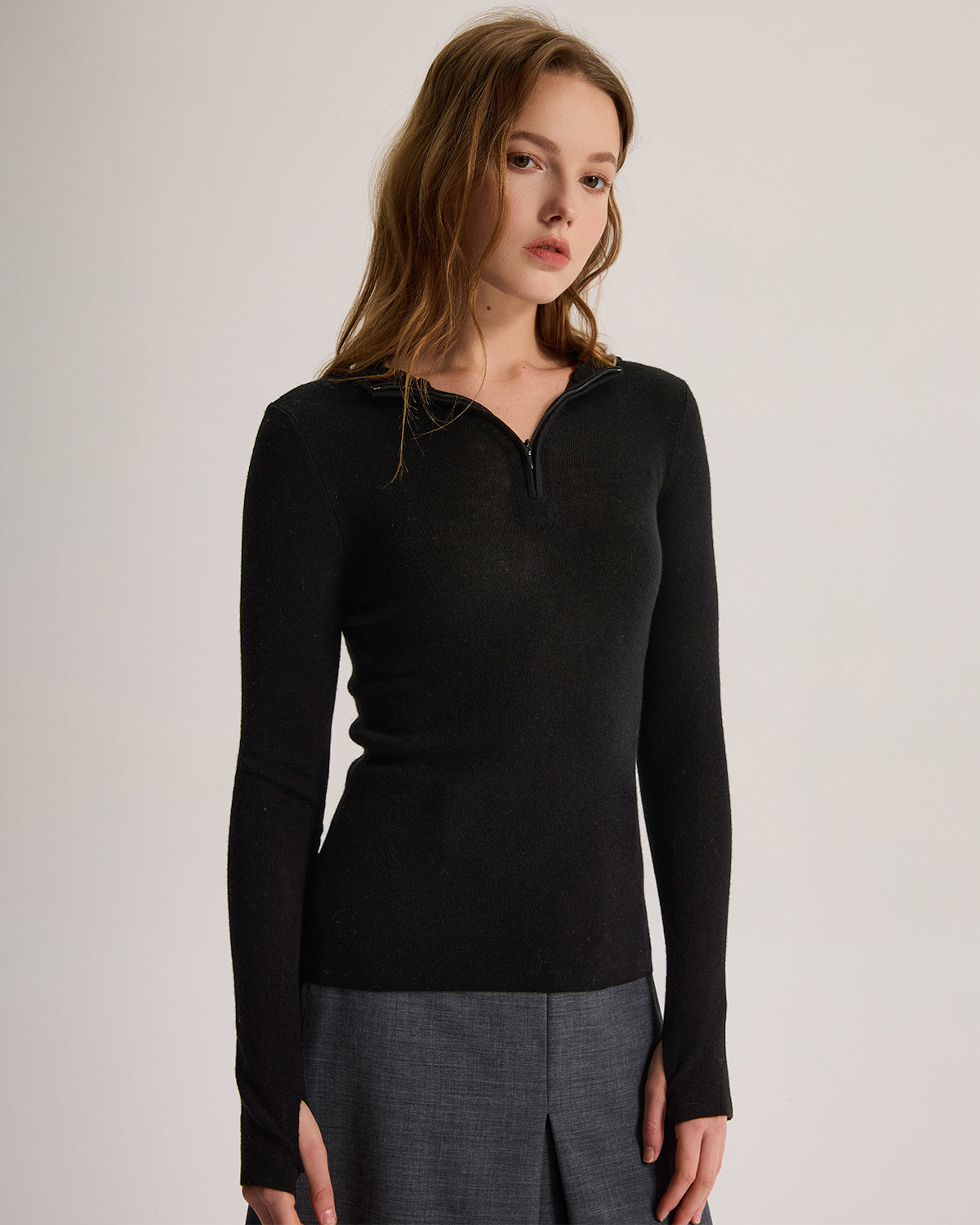 Cashmere Fitted Stretchy Hoodie