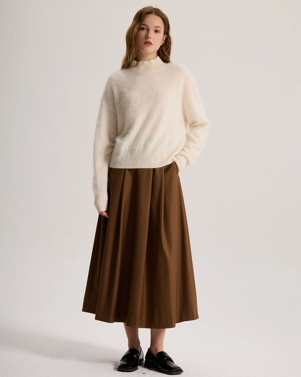 Mock Neck Brushed Cashmere Sweater