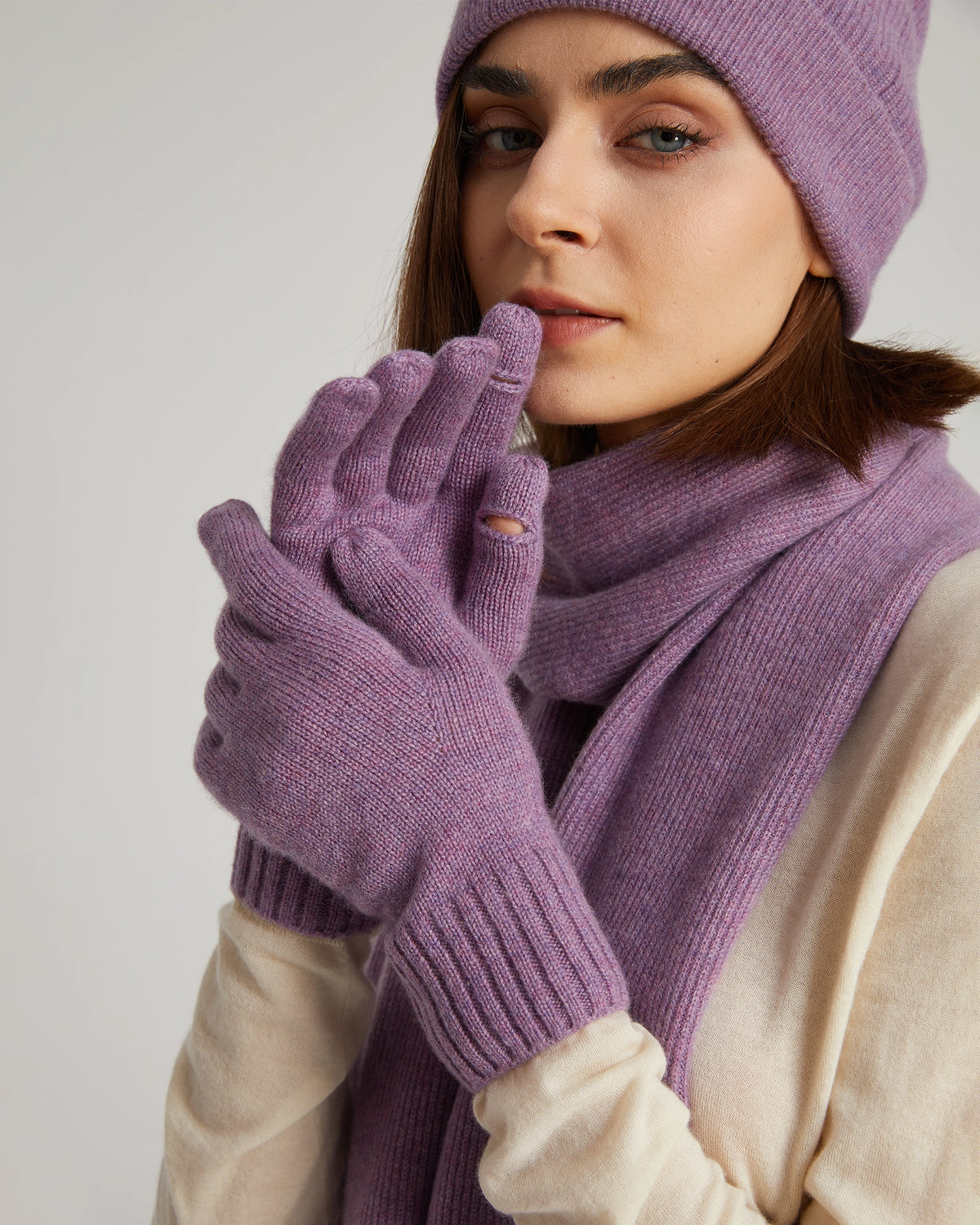 Cashmere Scarf Beanie Gloves Set