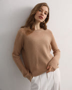 Half-Cardigan Crewneck Cashmere Sweater