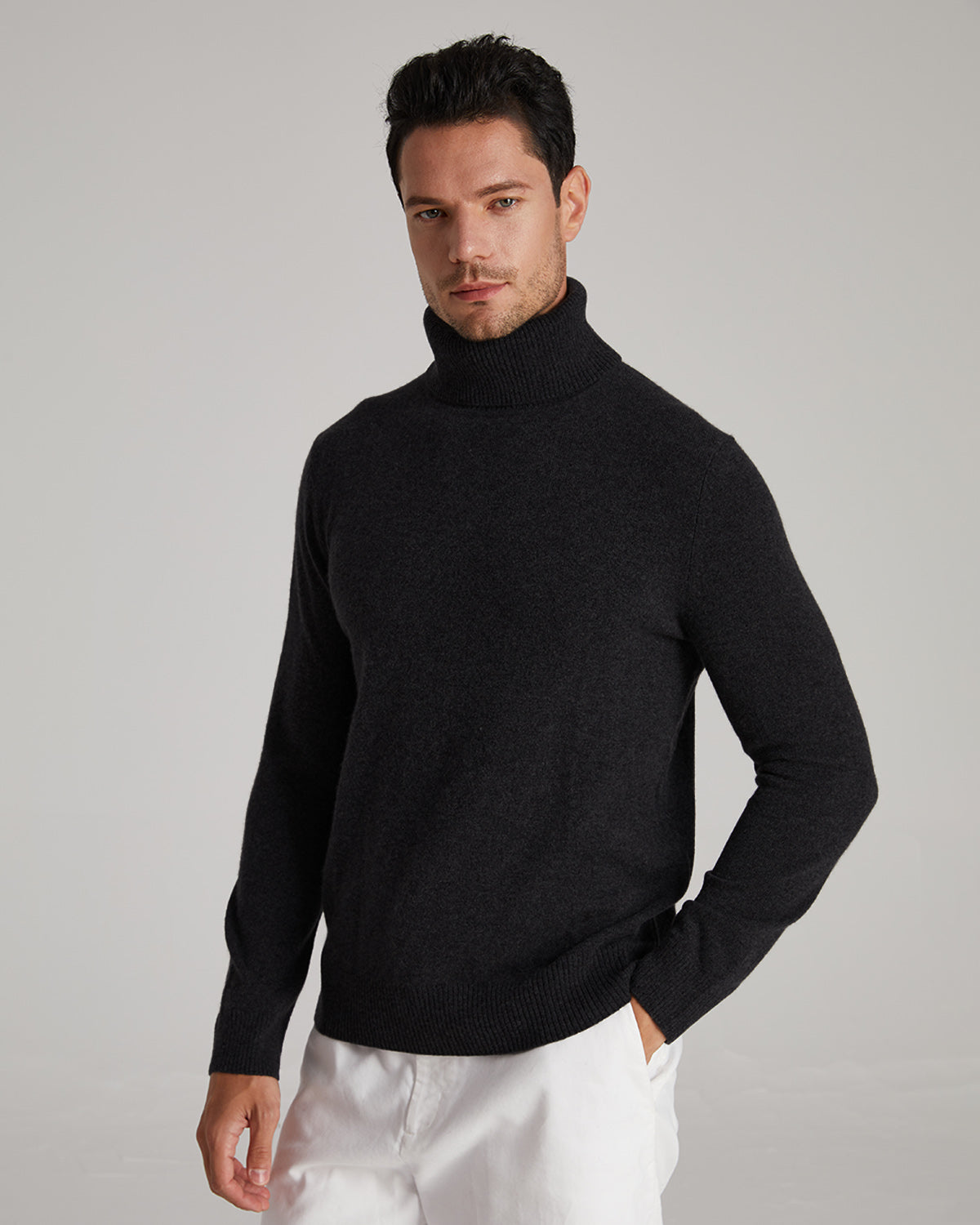 Turtle-neck Plat-Dyed Cashmere