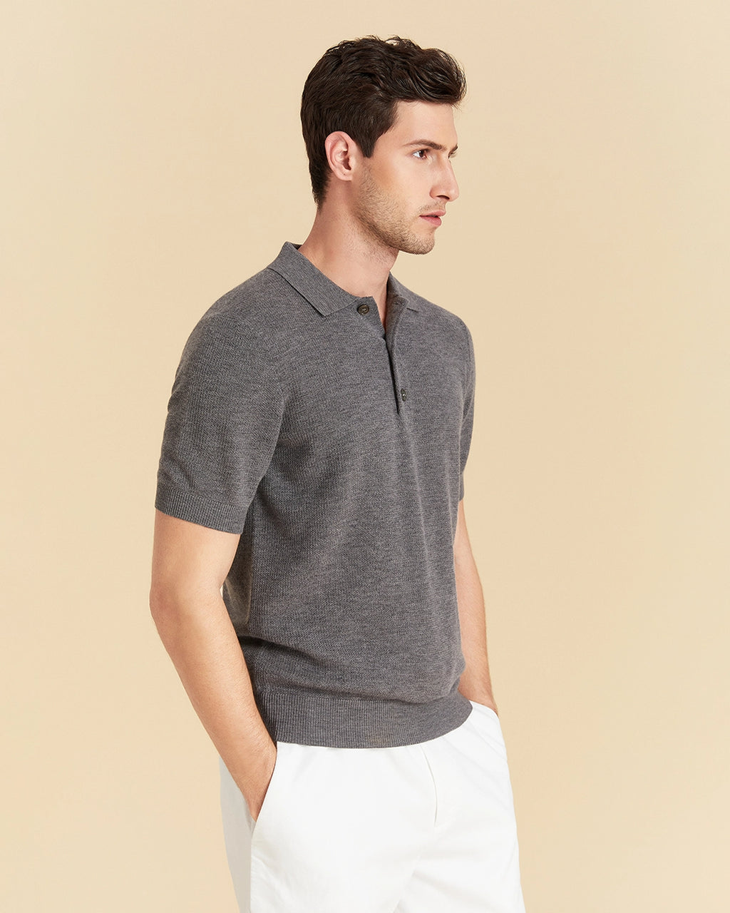 Jacquard Wool Polo Shirt