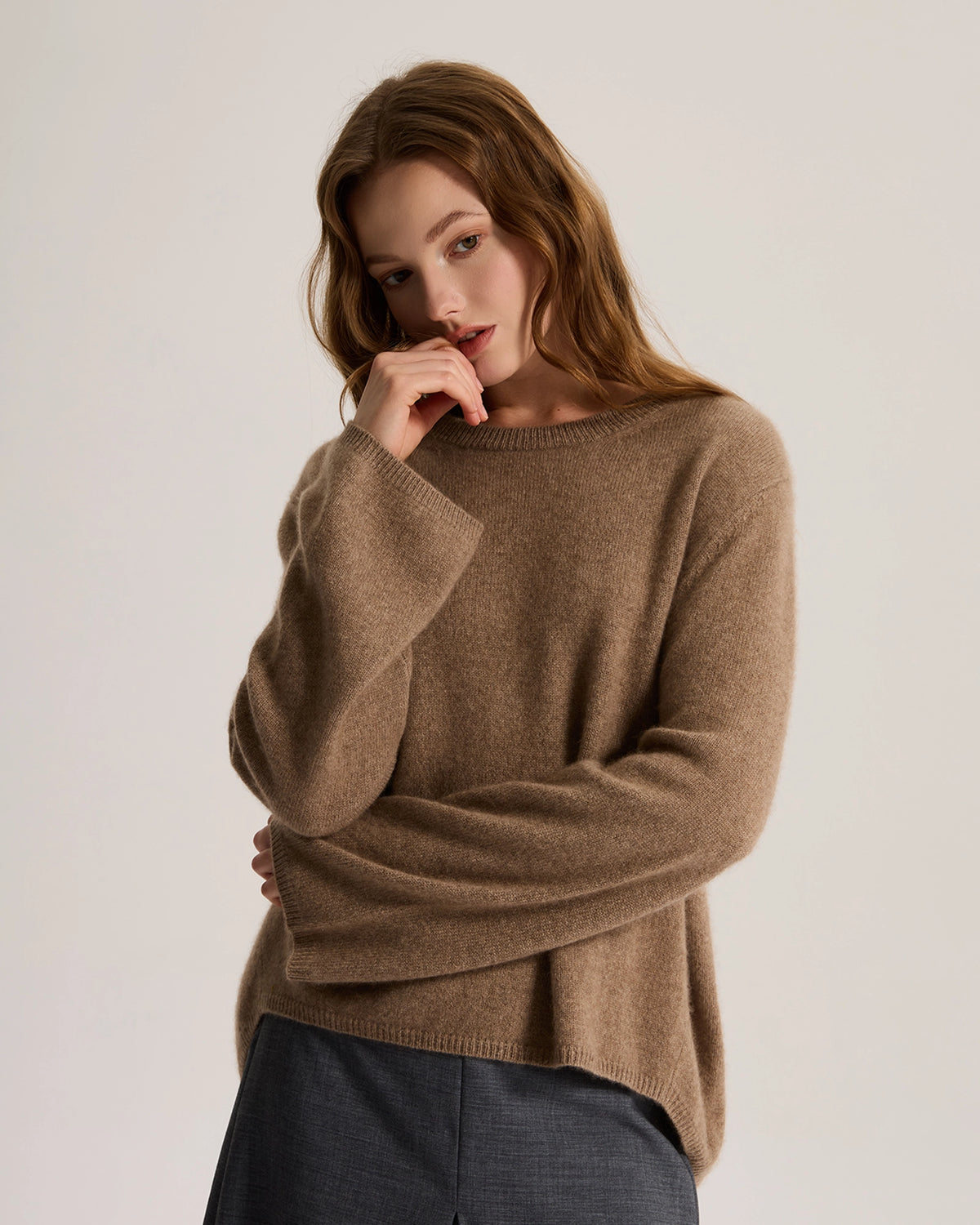 Loose Casual Cashmere Crewneck Pullover Sweater