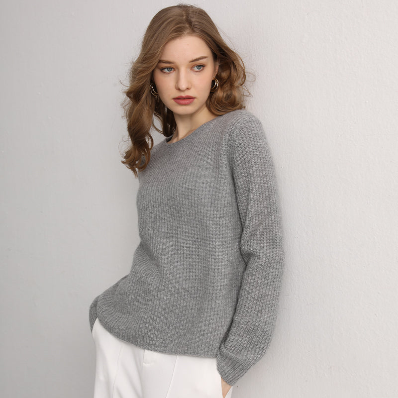 Crewneck Ribbed Cashmere Sweater(50% Recycled)