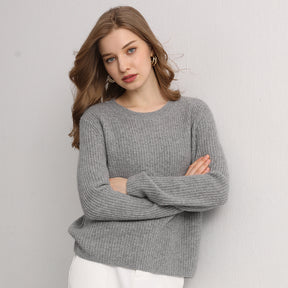 Crewneck Ribbed Cashmere Sweater(50% Recycled)