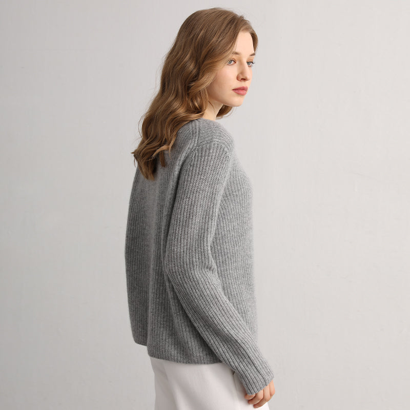 Crewneck Ribbed Cashmere Sweater(50% Recycled)