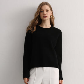 Crewneck Ribbed Cashmere Sweater(50% Recycled)