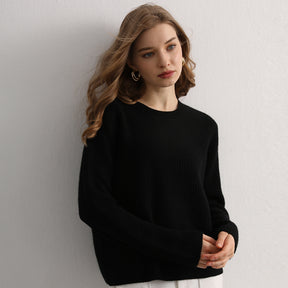 Crewneck Ribbed Cashmere Sweater(50% Recycled)