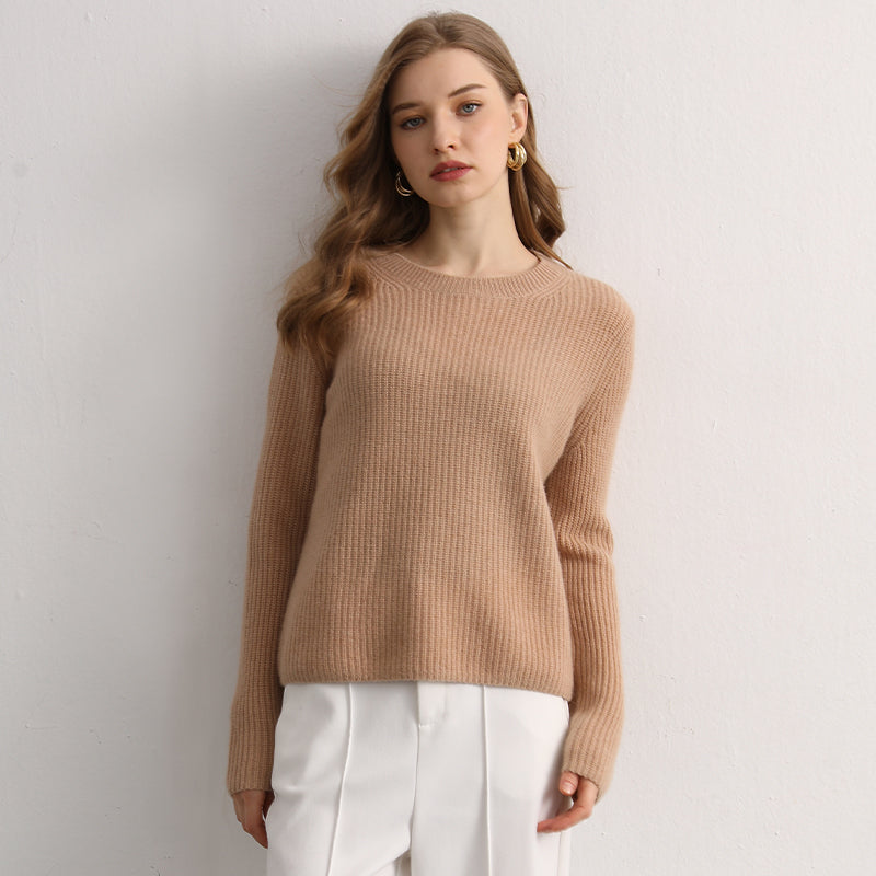 Crewneck Ribbed Cashmere Sweater(50% Recycled)