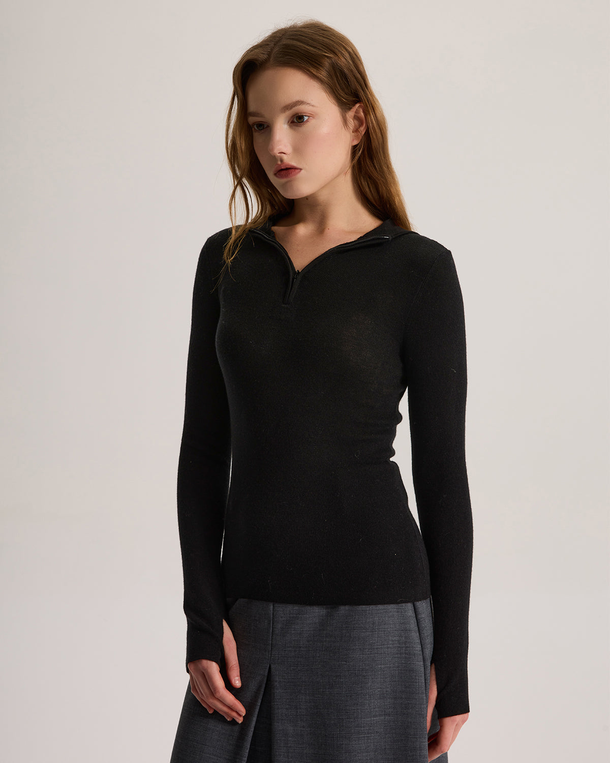 Cashmere Fitted Stretchy Hoodie