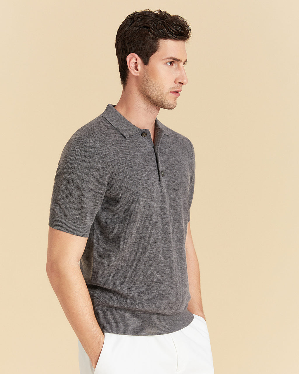 Jacquard Wool Polo Shirt