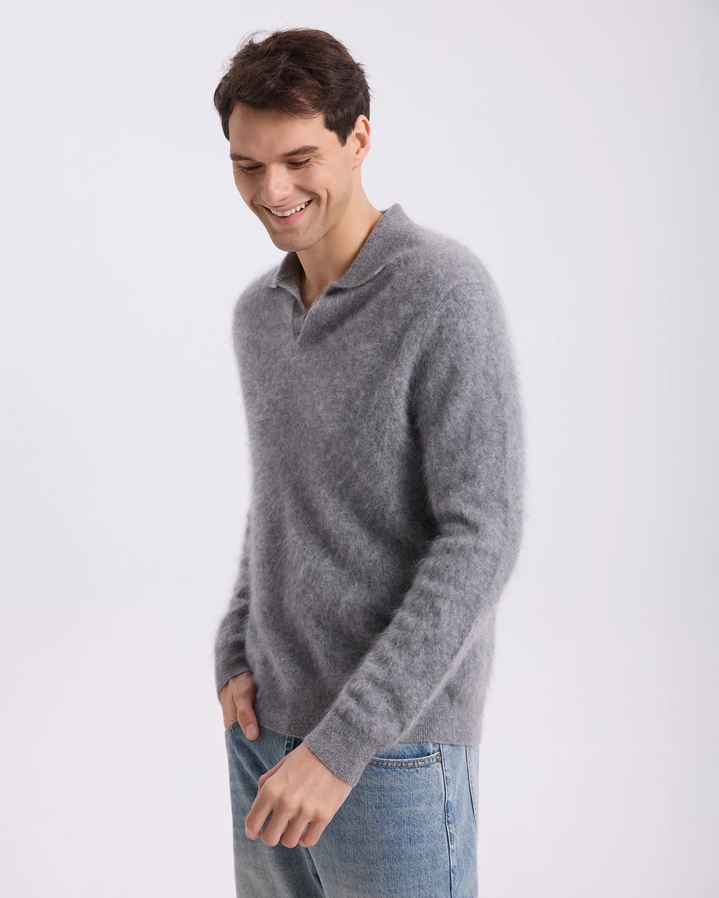Brushed Cashmere Polo Sweater