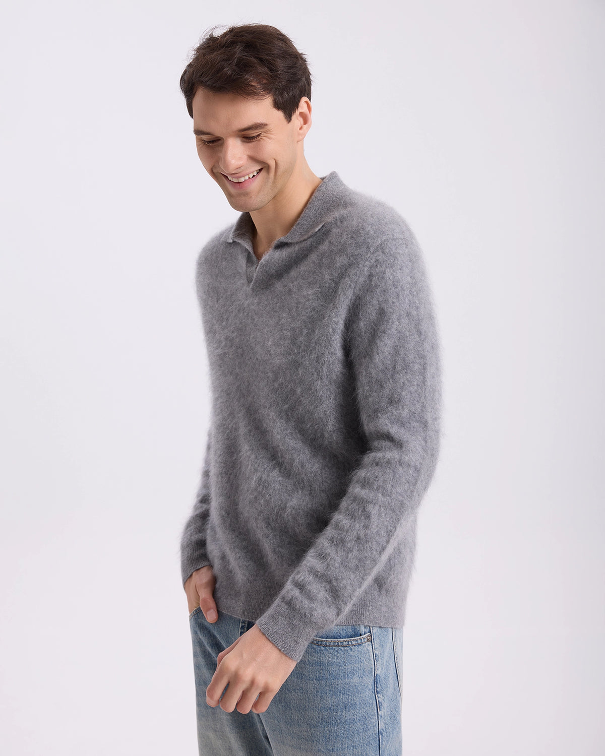 Brushed Cashmere Polo Sweater