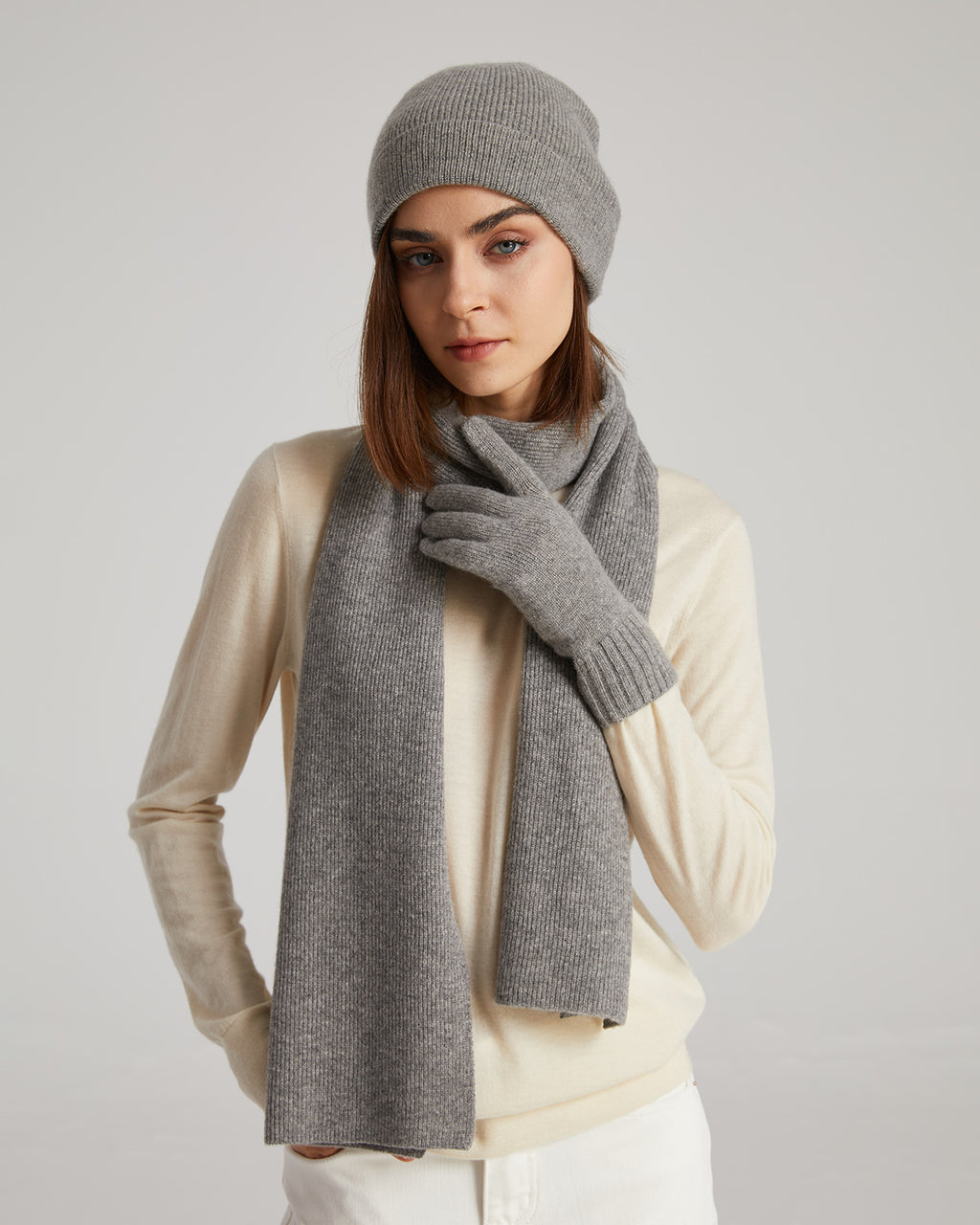 Cashmere Scarf Beanie Gloves Set