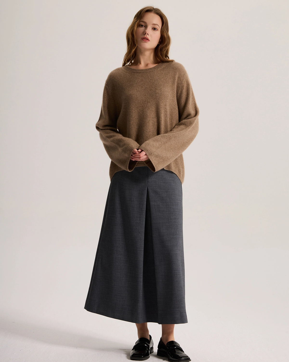 Loose Casual Cashmere Crewneck Pullover Sweater