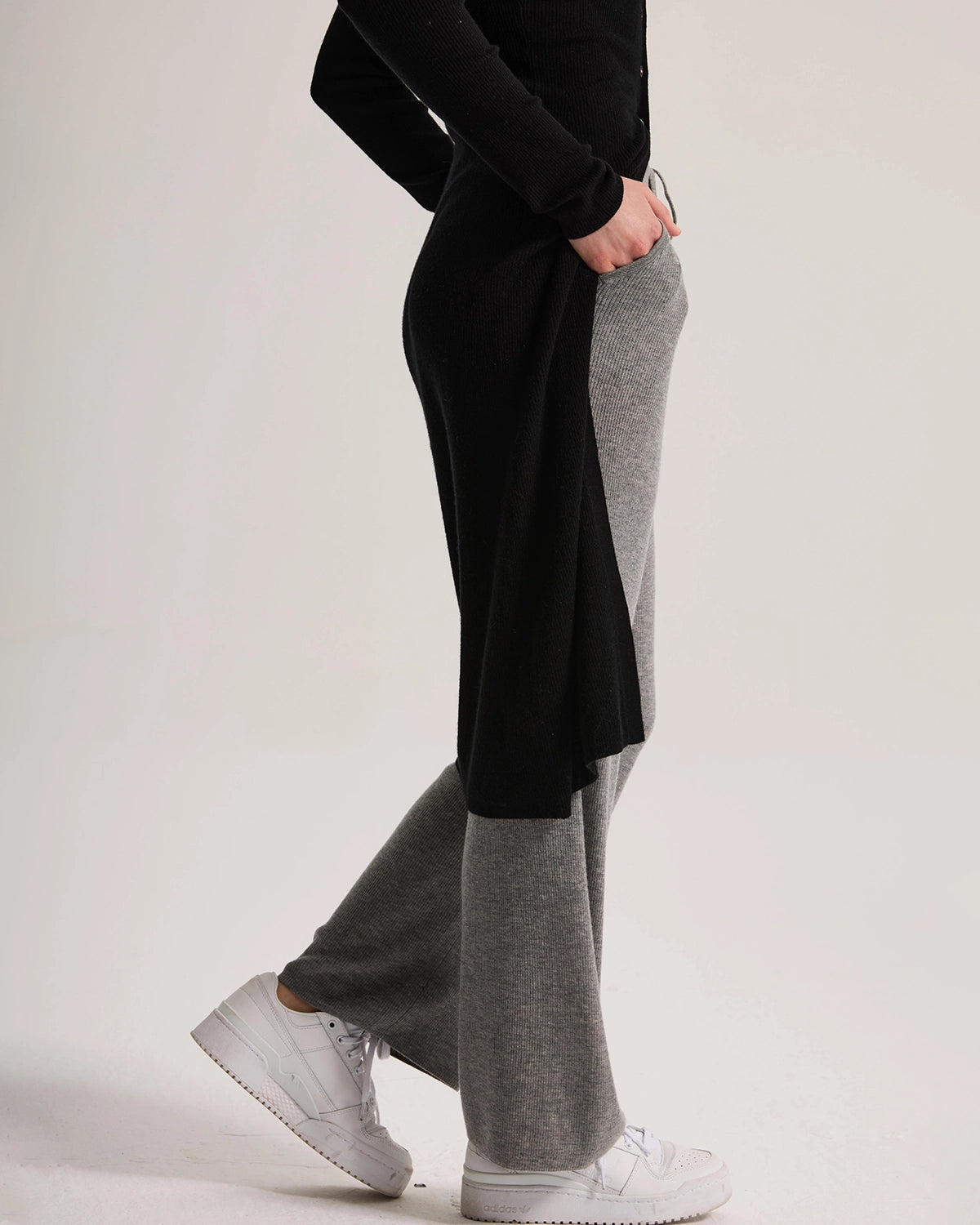 Cashmere Ribbed Wide-Leg Pant