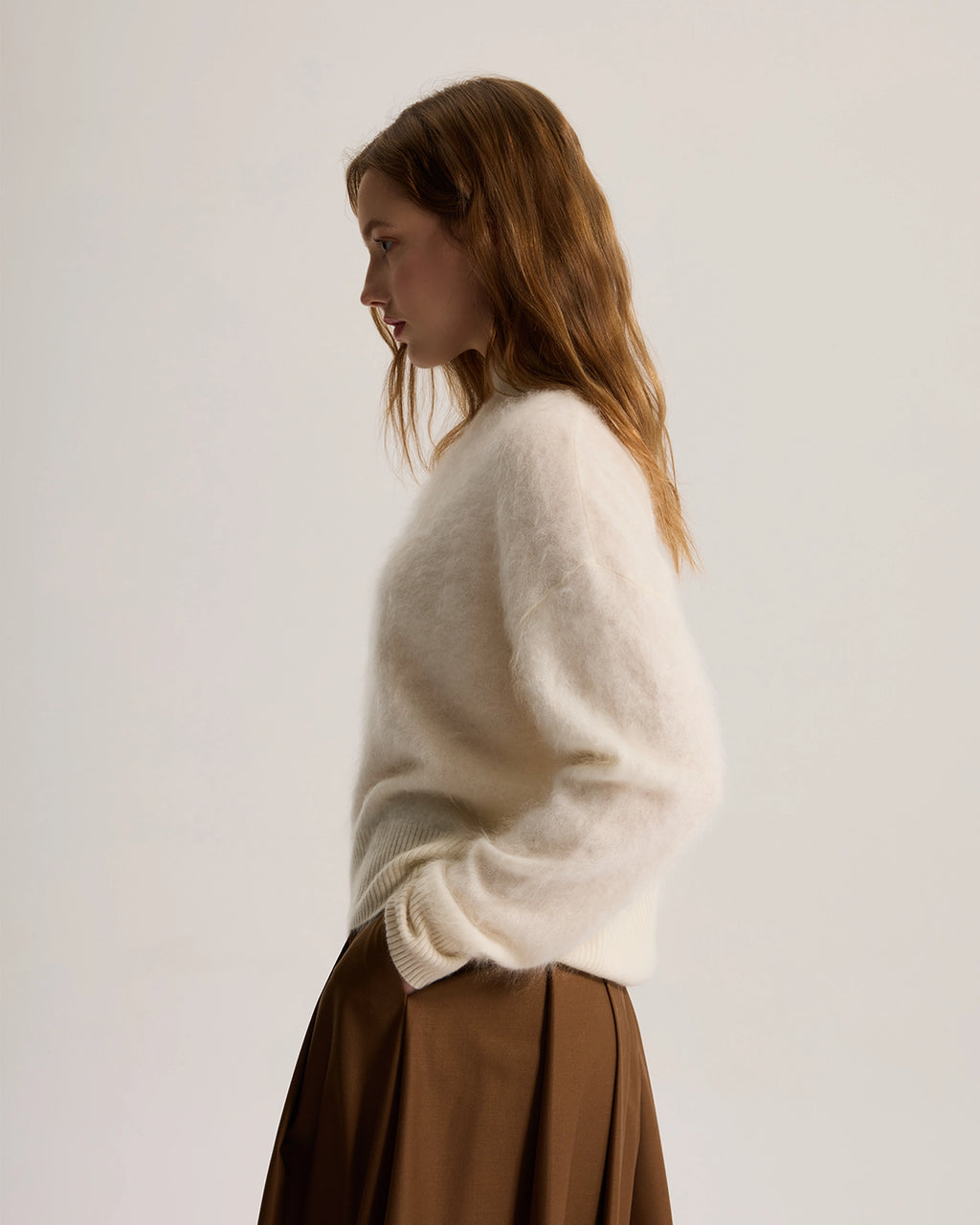 Mock Neck Brushed Cashmere Sweater