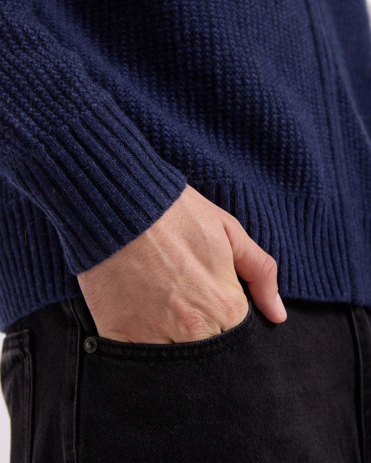 Jacquard Cashmere Zip up Cardigan