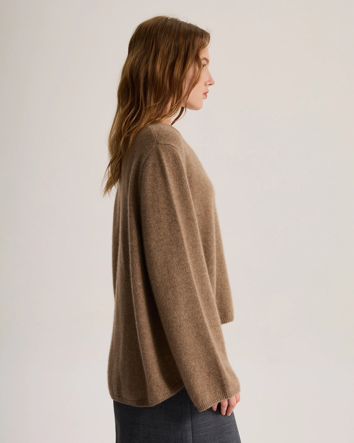 Loose Casual Cashmere Crewneck Pullover Sweater