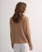 Half-Cardigan Crewneck Cashmere Sweater