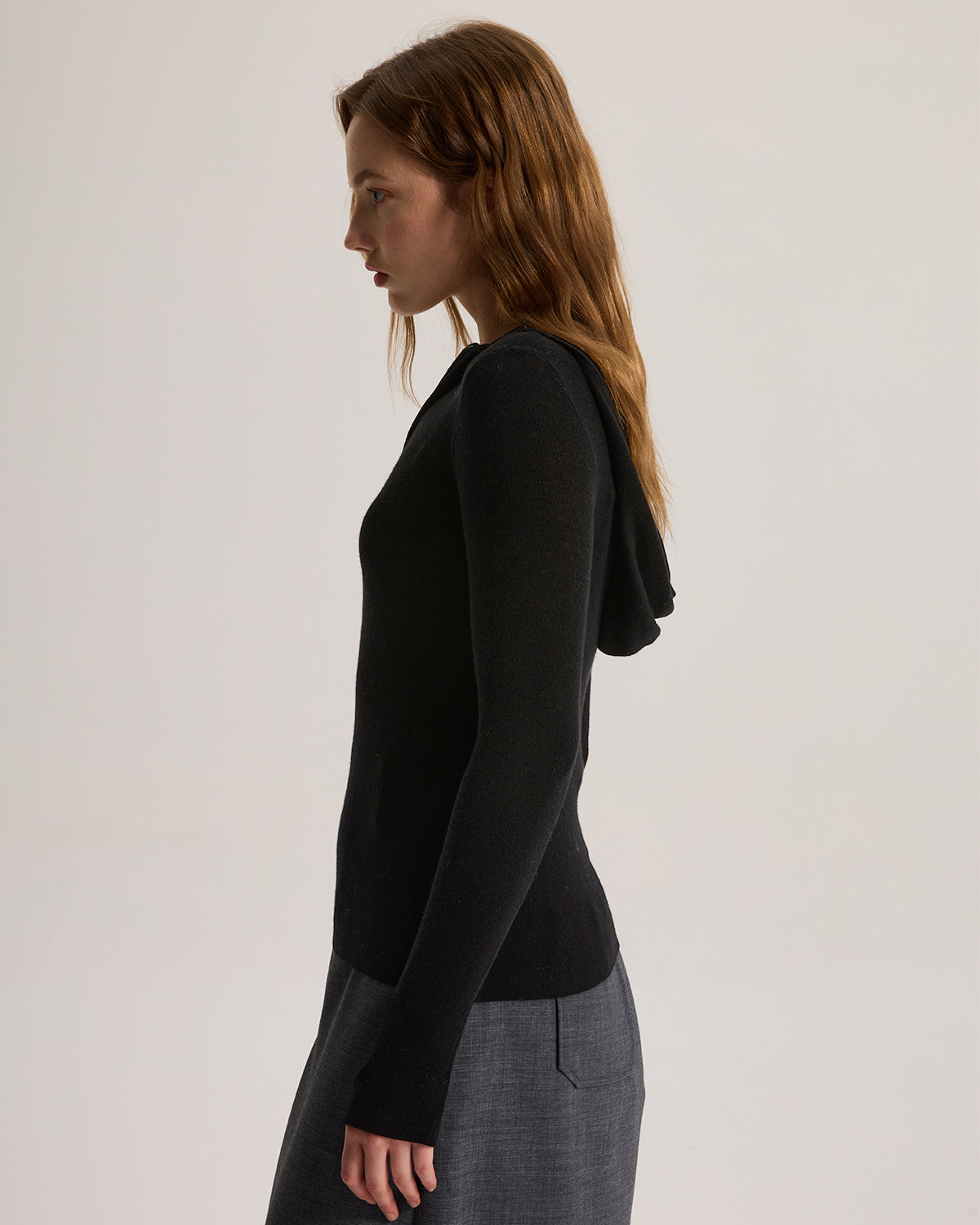 Cashmere Fitted Stretchy Hoodie