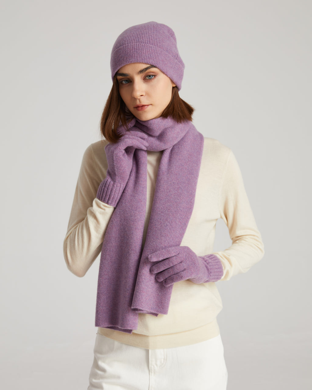 Cashmere Scarf Beanie Gloves Set