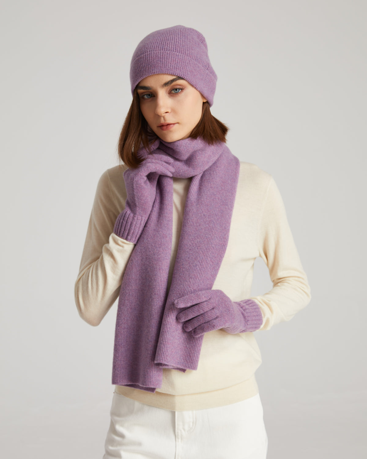 Cashmere Scarf Beanie Gloves Set