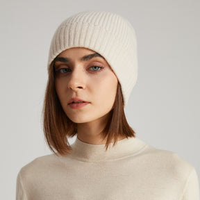 Unisex Cashmere Ribbed Beanie