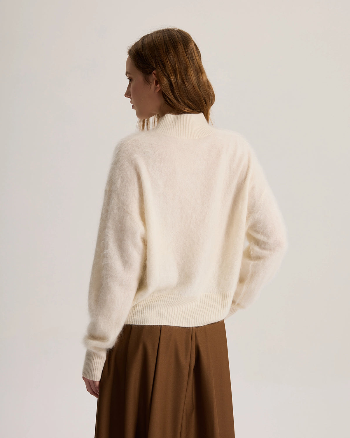 Mock Neck Brushed Cashmere Sweater