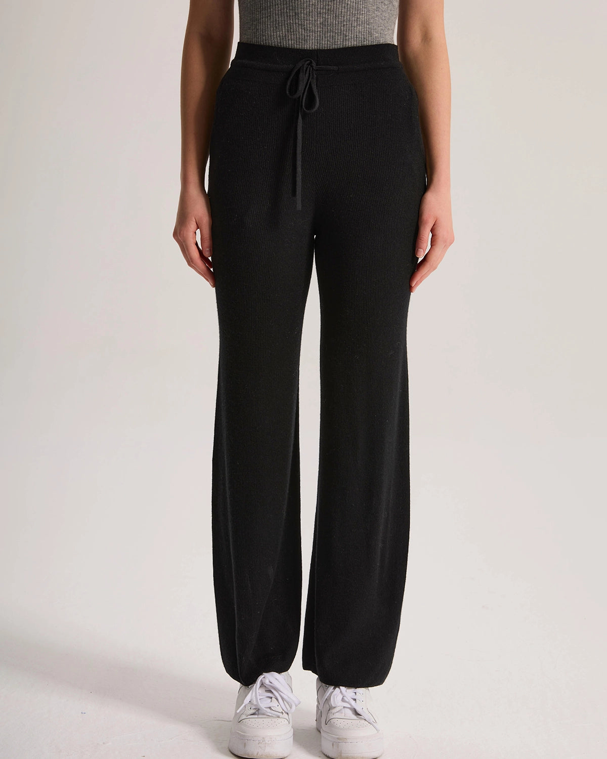 Cashmere Ribbed Wide-Leg Pant