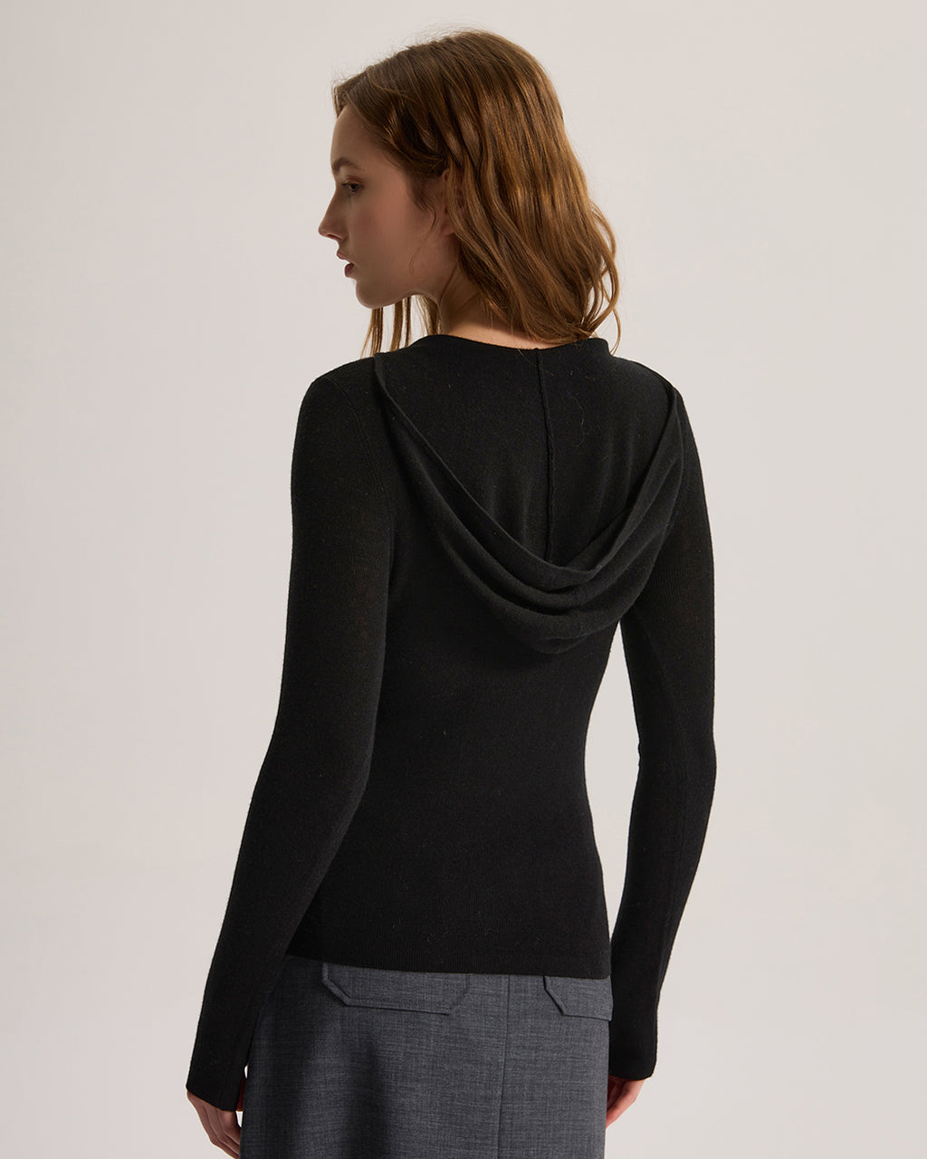 Cashmere Fitted Stretchy Hoodie