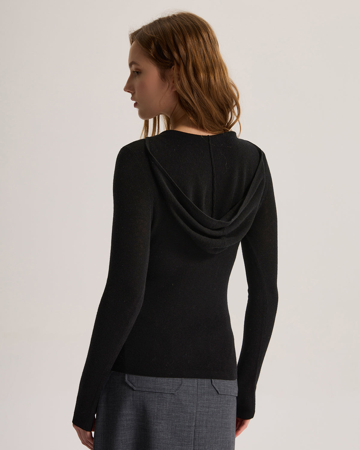 Cashmere Fitted Stretchy Hoodie