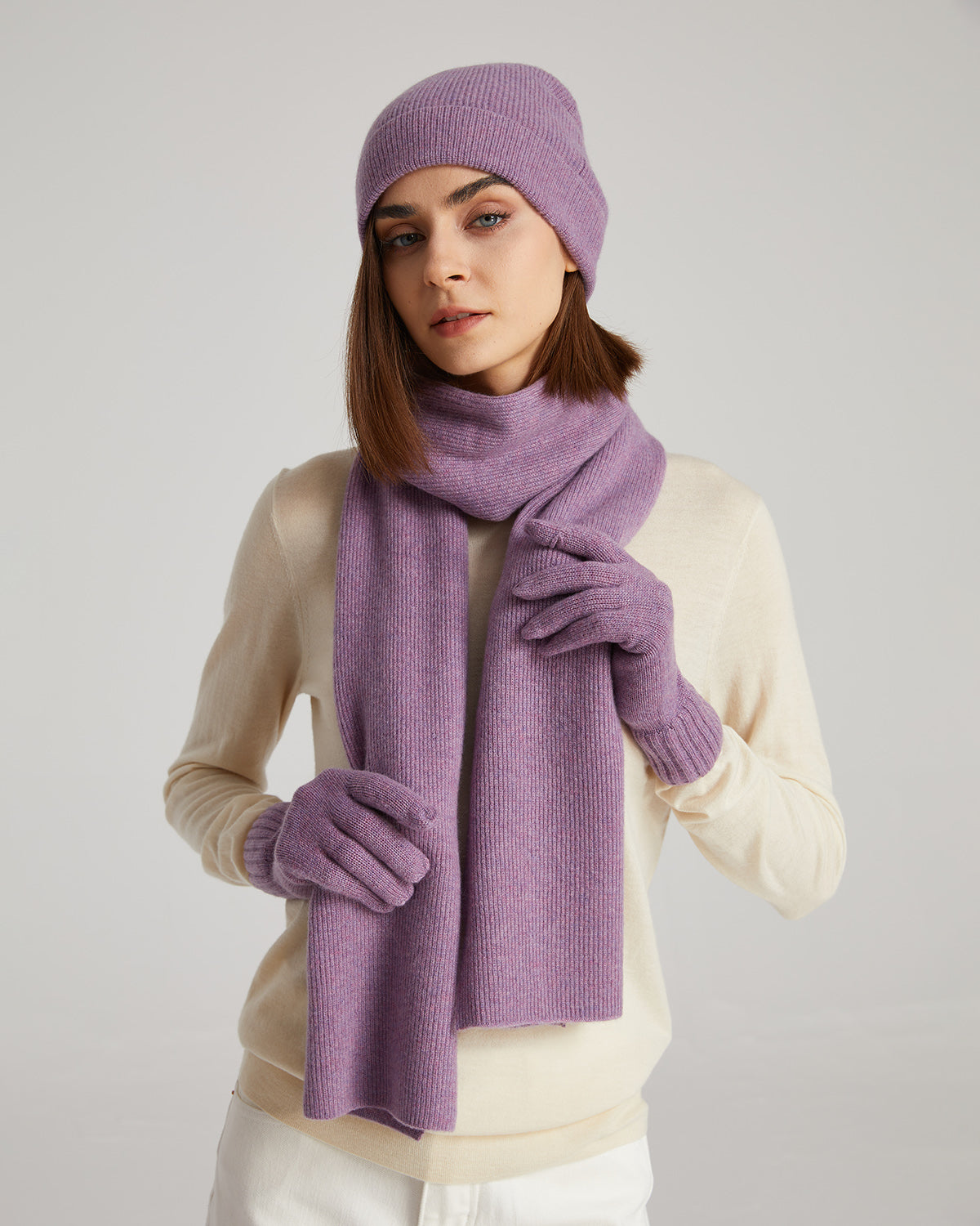 Cashmere Scarf Beanie Gloves Set