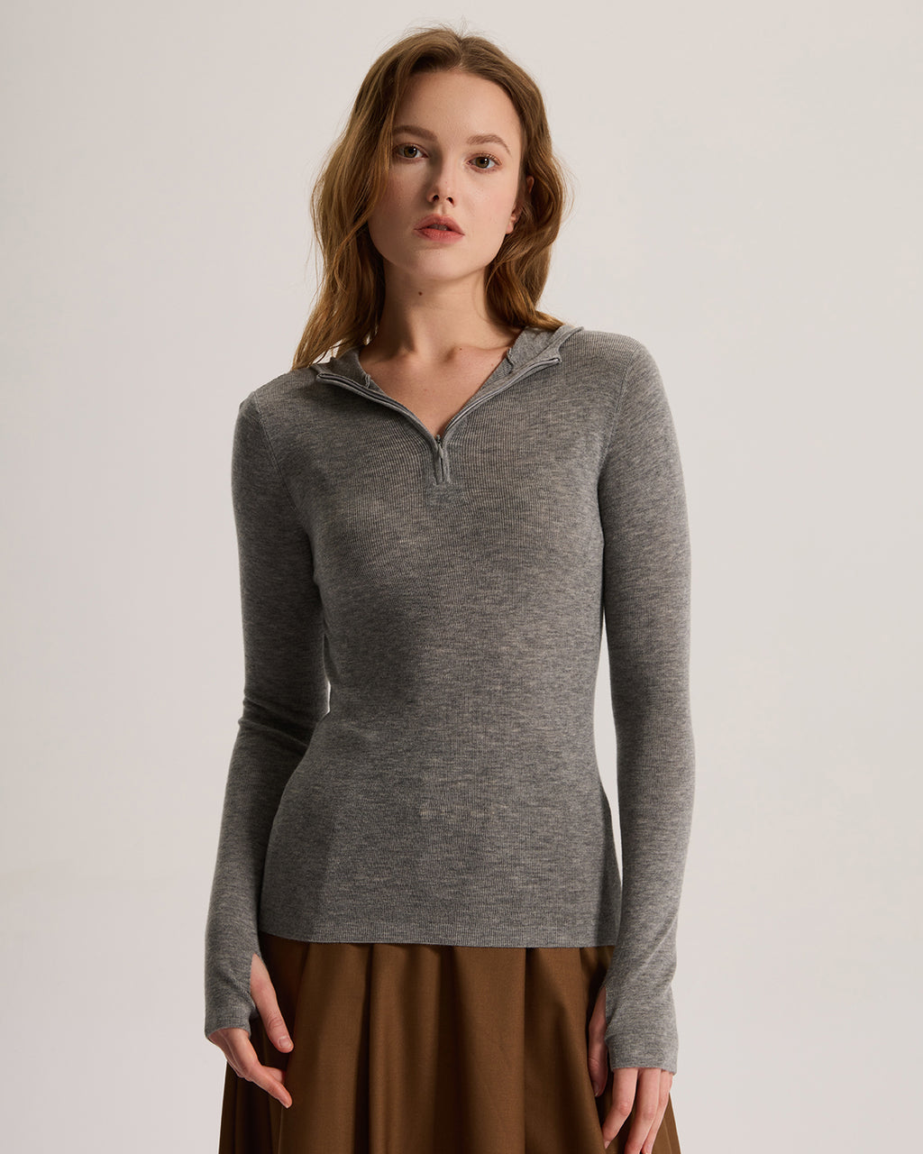 Cashmere Fitted Stretchy Hoodie