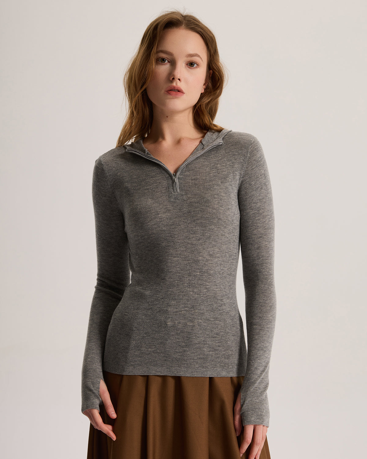 Cashmere Fitted Stretchy Hoodie