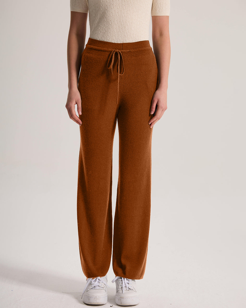 Cashmere Ribbed Wide-Leg Pant