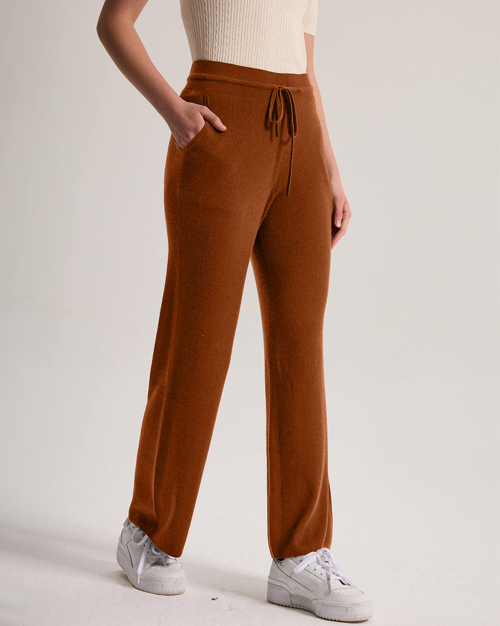 Cashmere Ribbed Wide-Leg Pant