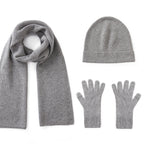 Cashmere Scarf Beanie Gloves 3 set