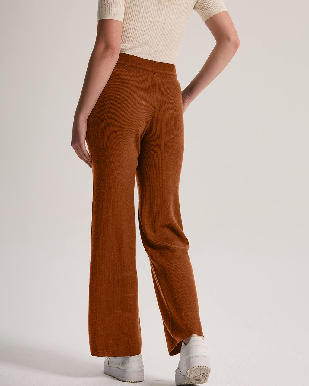 Cashmere Ribbed Wide-Leg Pant